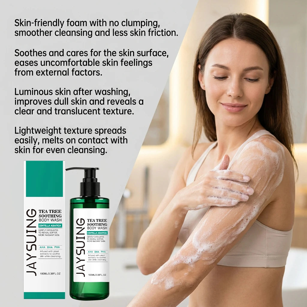 Tea Tree Shower Gel Exfoliating Lasting Aroma Refreshing Control Oil Hydrate Rich Foam Body Wash Soothing Moisturize Bath Lotion