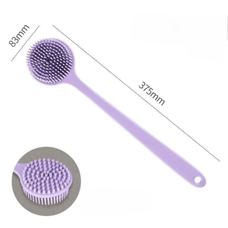 Silicone Back Scrubber Brush for Shower  Long Handle Body Deep Cleansing and Exfoliating Massage Double-Sided Soft Bristles