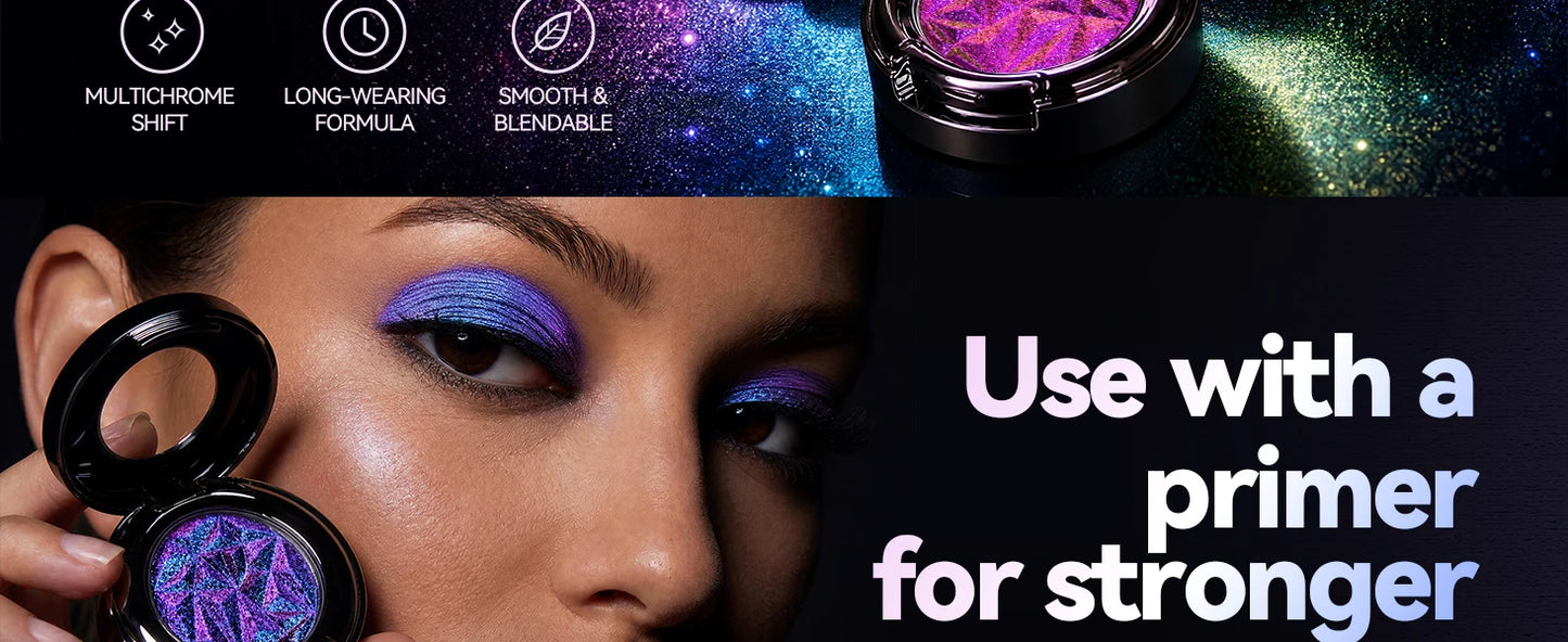 CHARMACY Multichrome Glitter Eyeshadow Set with Primer Long-lasting High Chrome Pigment Eye Shadow Cosmetic Makeup for Women