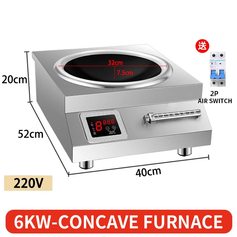 5000W/6000W High-power commercial induction cooker, Concave surface, high-power adjustment, A must-have for restaurants
