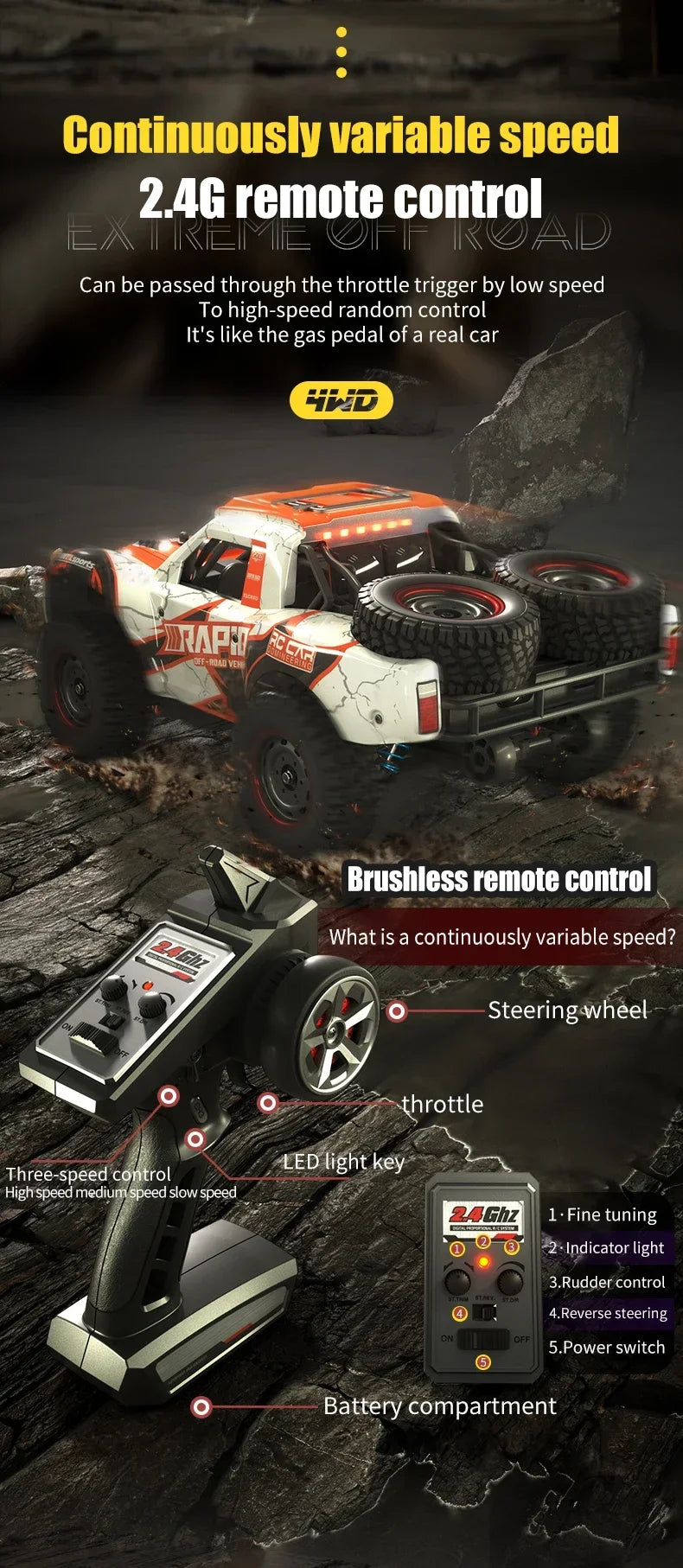 JJRC Q130 Rc Drift Car 4WD Cars  Off Road Buggy Remote Control 70km/h High Speed vehicle Racing Machine Children Toys gifts