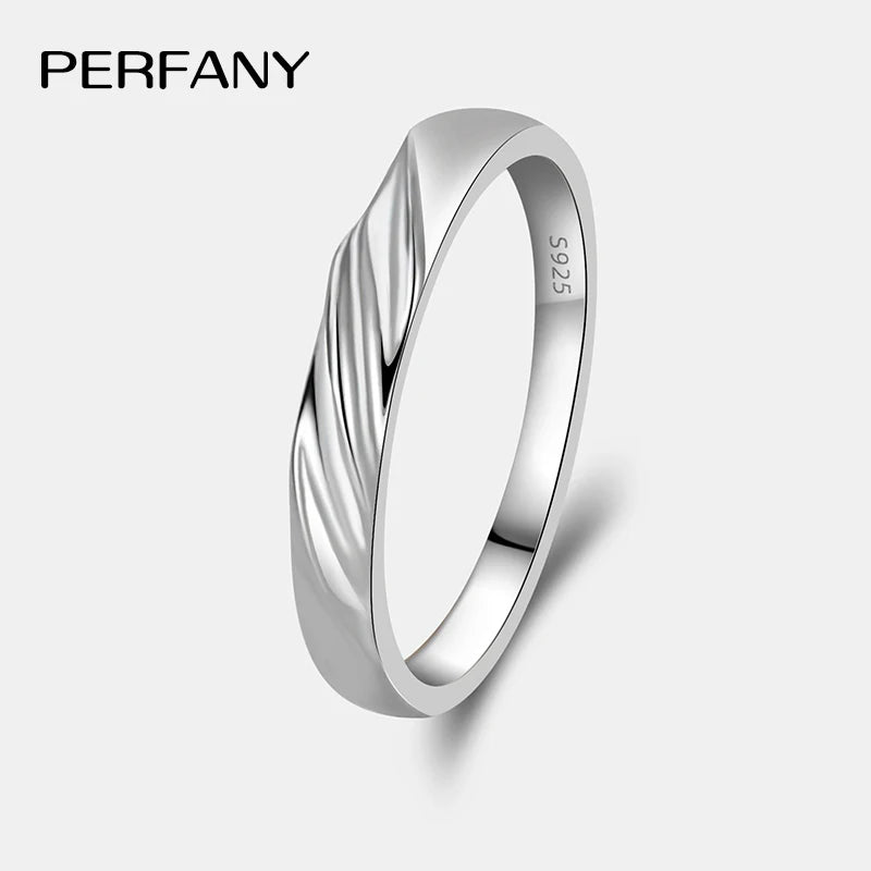 PERFANY  S925 Pure Silver Moissanite Ring for Women Men Classic Couple Ring Wedding Jewelry Christmas Gift