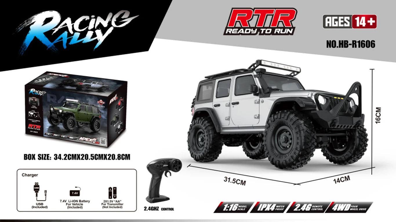 1:16 4WD Rc Car Full Scale Simulation 2.4G Off-Road Remote Control Cars With LED Trucks Race Cars Model Toys For Kids Adult Gift
