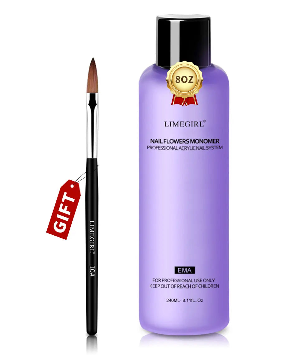 LIMEGIRL Nail Acrylic Liquid Monomer Crystal 40ml/75ml/120ml/240ml for Nail Art Acrylic Powder Extension Professional Manicure