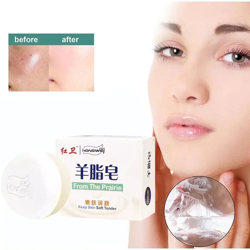 Cleans Moisturizes Skin Lanolin Soap Facial Soap Rich Foam Easy Rinse Gentle Clean Bath Two-in-one Oil-control Double-sided Soap
