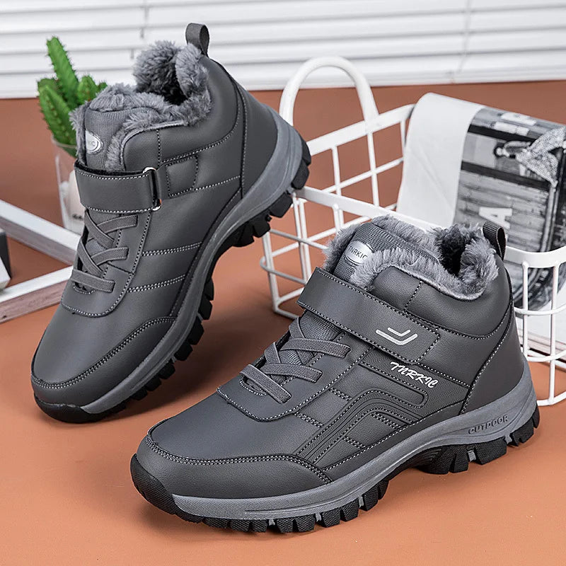 Winter Men's Snow Boots Women Slip On Winter Shoes Waterproof Comfortable Ankle Boots Sneakers Plush Hiking Walking Couple Shoes