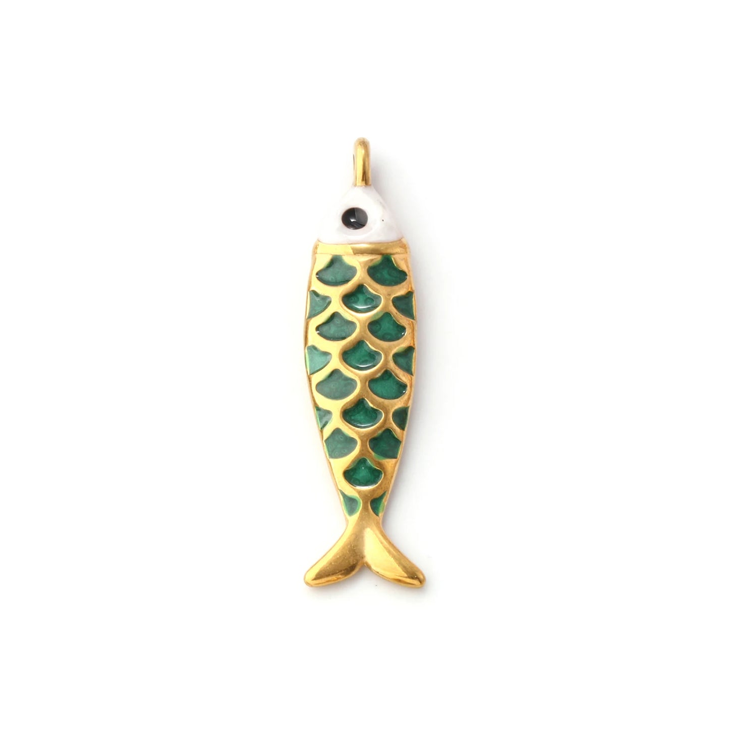 1pc Stainless Steel Charms Gold Color Ocean Fish Animal Pearlized Multicolor Enamel Pendant DIY Women Necklace Jewelry Findings