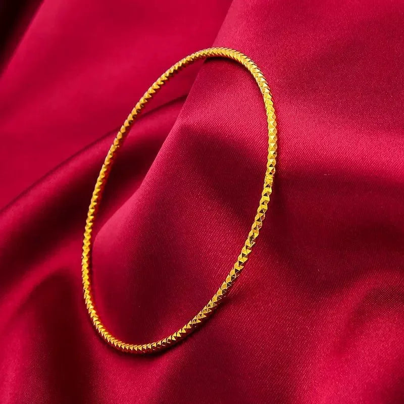 9999 24K Real Gold Bracelet for Women 999 Three Lives Three Generations Smooth Starry Sky with Fine Circles 24K Jewelry