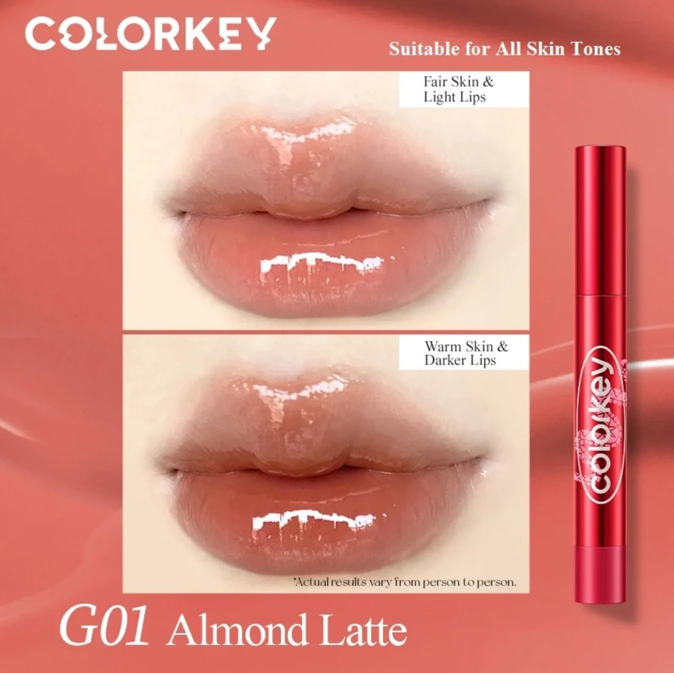 Colorkey 「Lucky Snake Series」 Dewy Shine Lip Glaze Hydrating Glossy Plump Lips High-Shine Lip Makeup 2.7g Lip Beauty Makeup