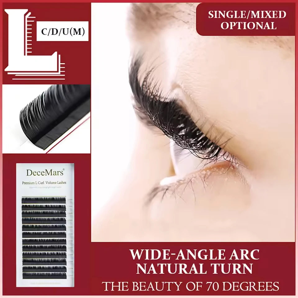 DeceMars L LC LD LU M Brown Color Eyelash Extension PBT Mink 8-15mm