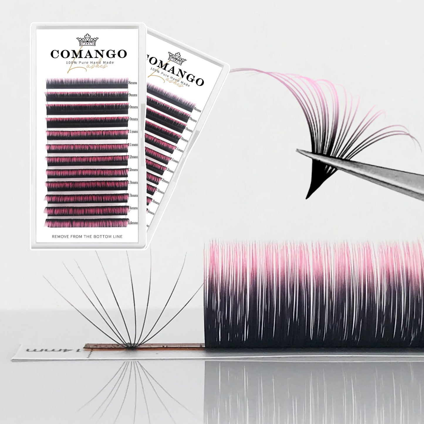 0.07mm Ombre Easy Fan Lashes Extension C/D Curl Wispy Natural Soft Gradient Pink/Blue/Green/Purple Volume Fans Silk Mink Lashes