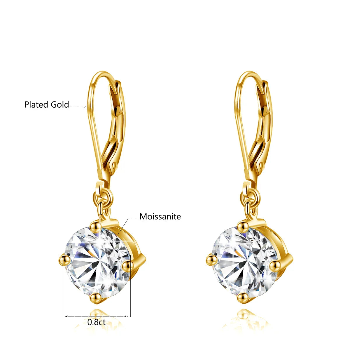 Redwood Brand Total Is 2.4ct 7mm Round Cut Moissanite Drop Earrings With Certificate Wedding Partry Jewelry For Women Trend Gift