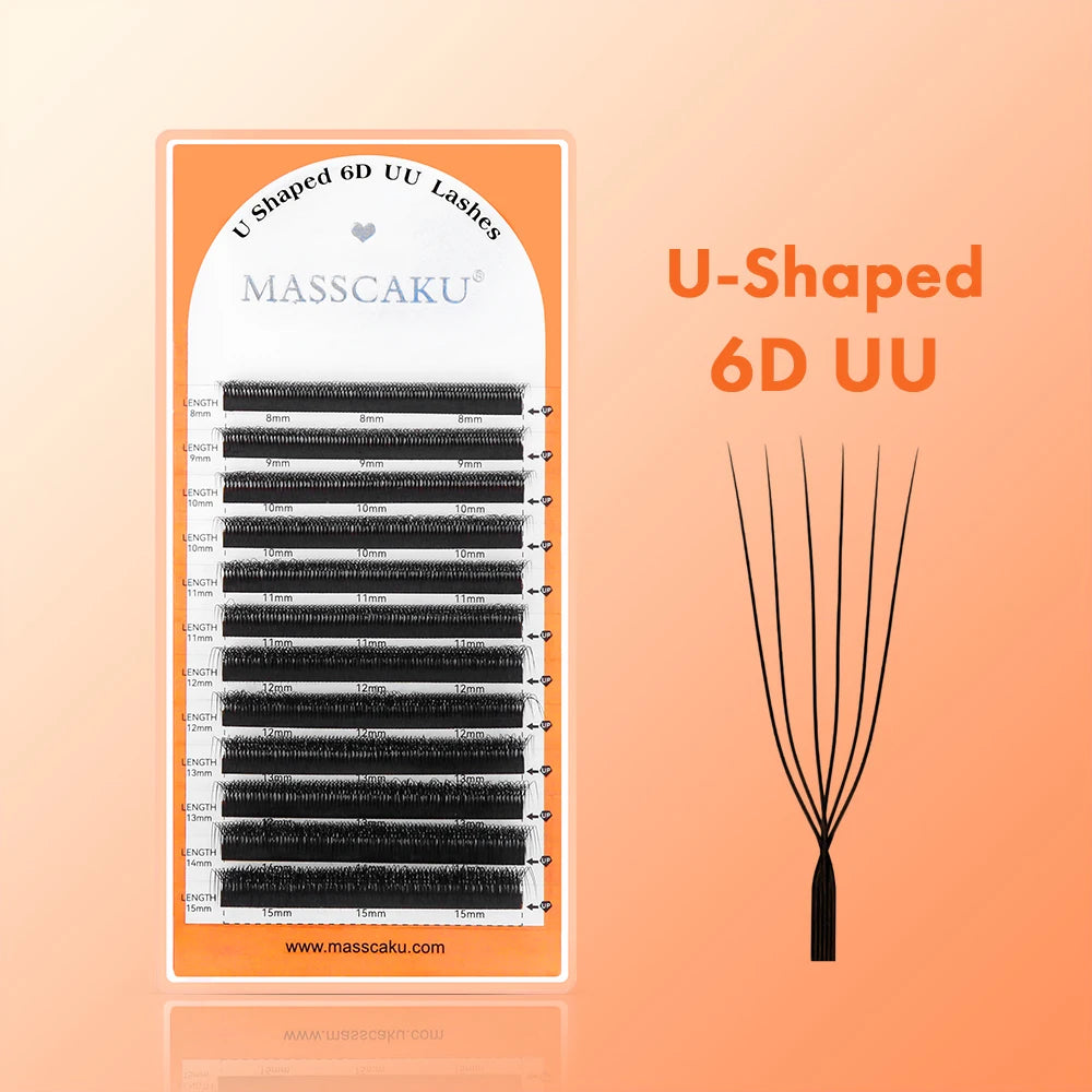5cases/lot U Shape 3D 4D 5D 6D W Eyelash Extension 0.07mm Thickness High Quality Technologic Fiber U Style Faux Cils by MASSCAKU