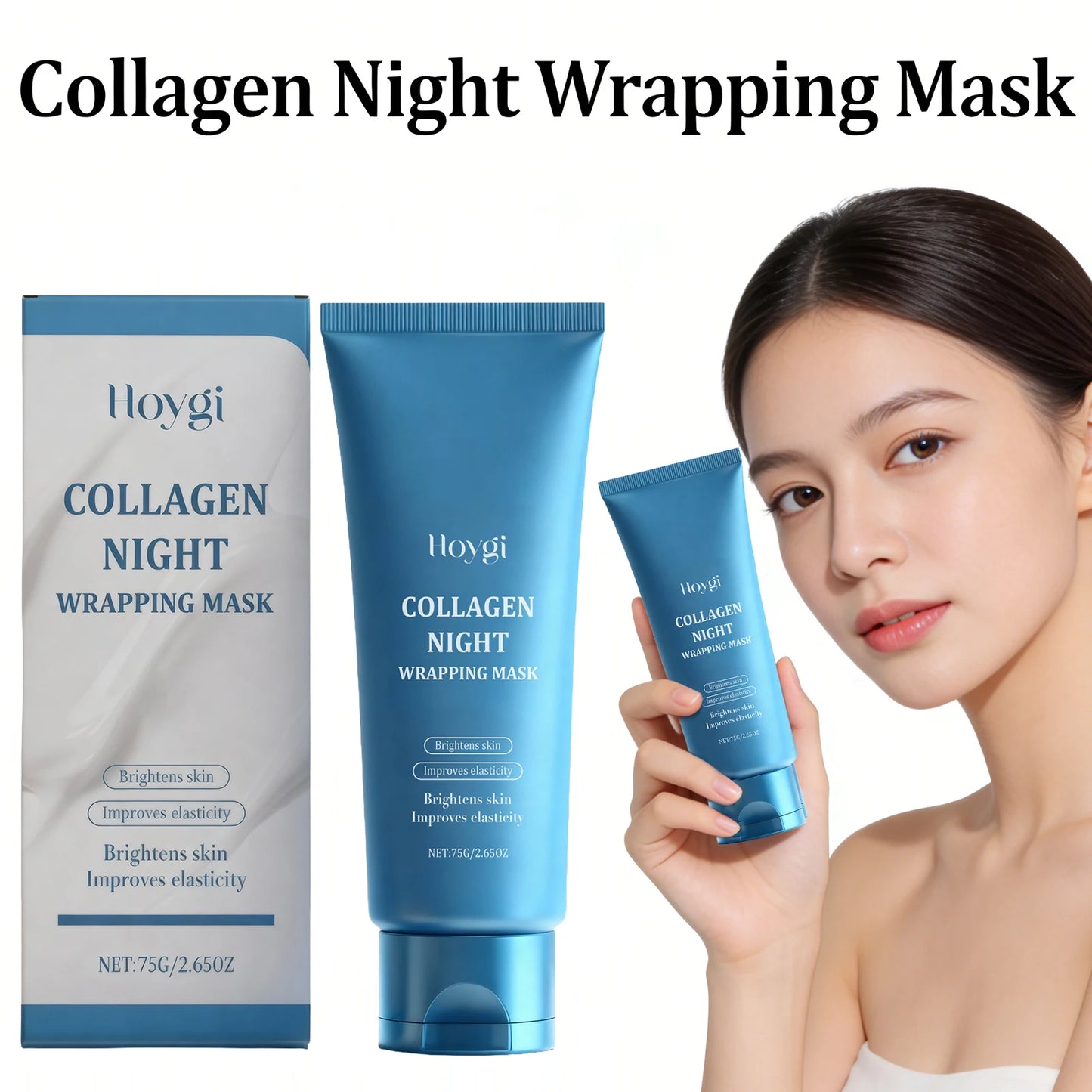 Collagen Night Wrapping Mask Brightening Skin Improve Elasticity Deep Hydrating Collagen Overnight Wrapping Peel off Facial Mask