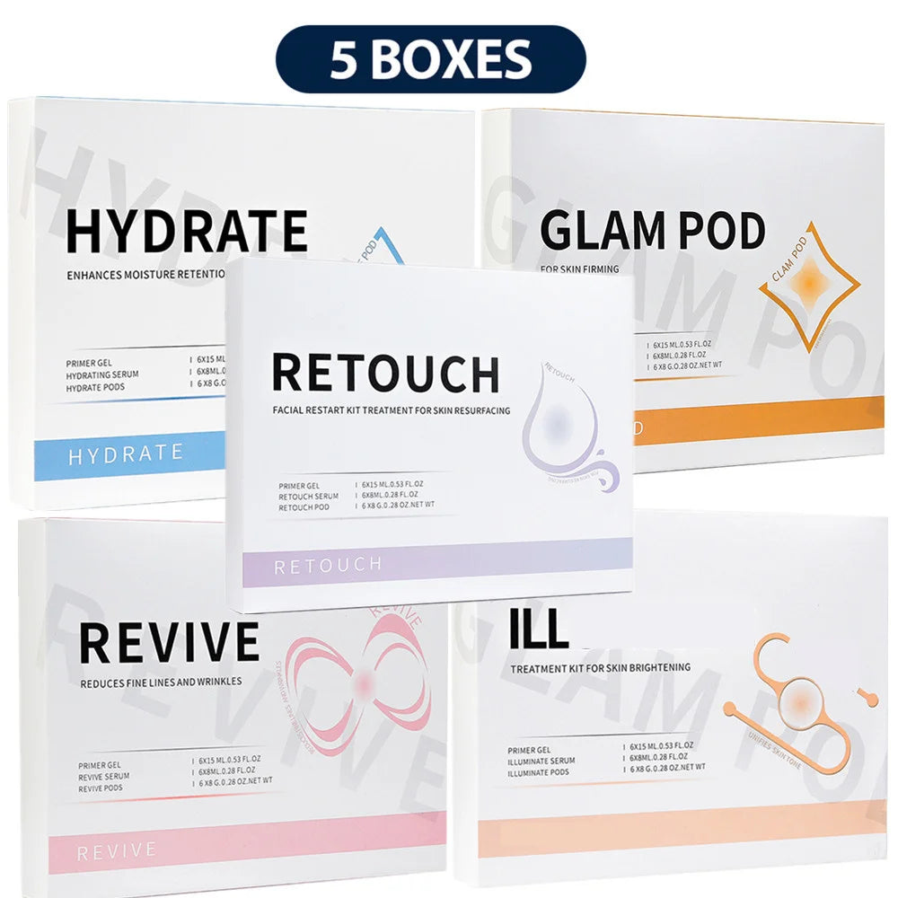 Foreverlily 5 pcs CO2 Pods Set For CO2 Bubble Pen Aqua Face Cleaning CO2 Capsule Gels Facial SPA Beauty Restart Kit Skin Care