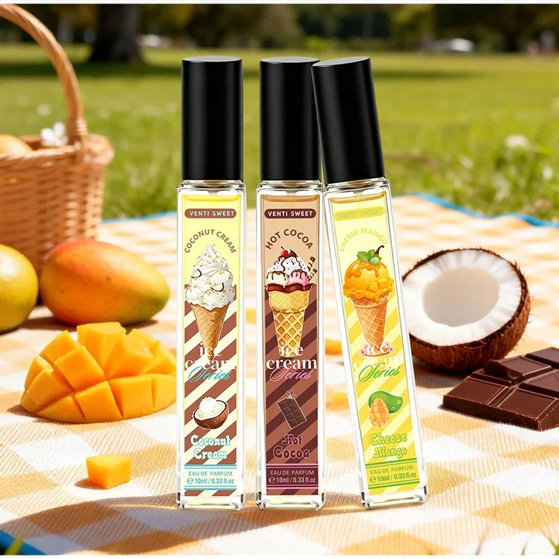 Ice Cream Perfume Gift Set Fresh Mango Coconut Scent Rich Chocolate Popcorn Eau De Toilette Lasting Sweet Women's Fragrance 10ml