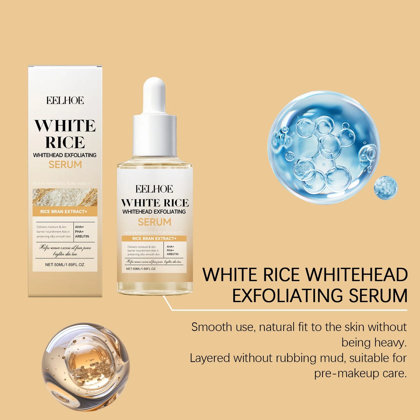 Black & White Rice Exfoliating Serum Set BHA Niacinamide Pore Minimizing & Brightening Blackhead Whitehead Remover Skincare Set