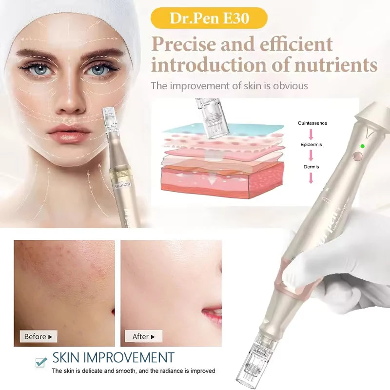 Professional E30-W Micro Skin Wireless 0.25mm Needle Electric Facial Skin  Skincare Tool SPA Care