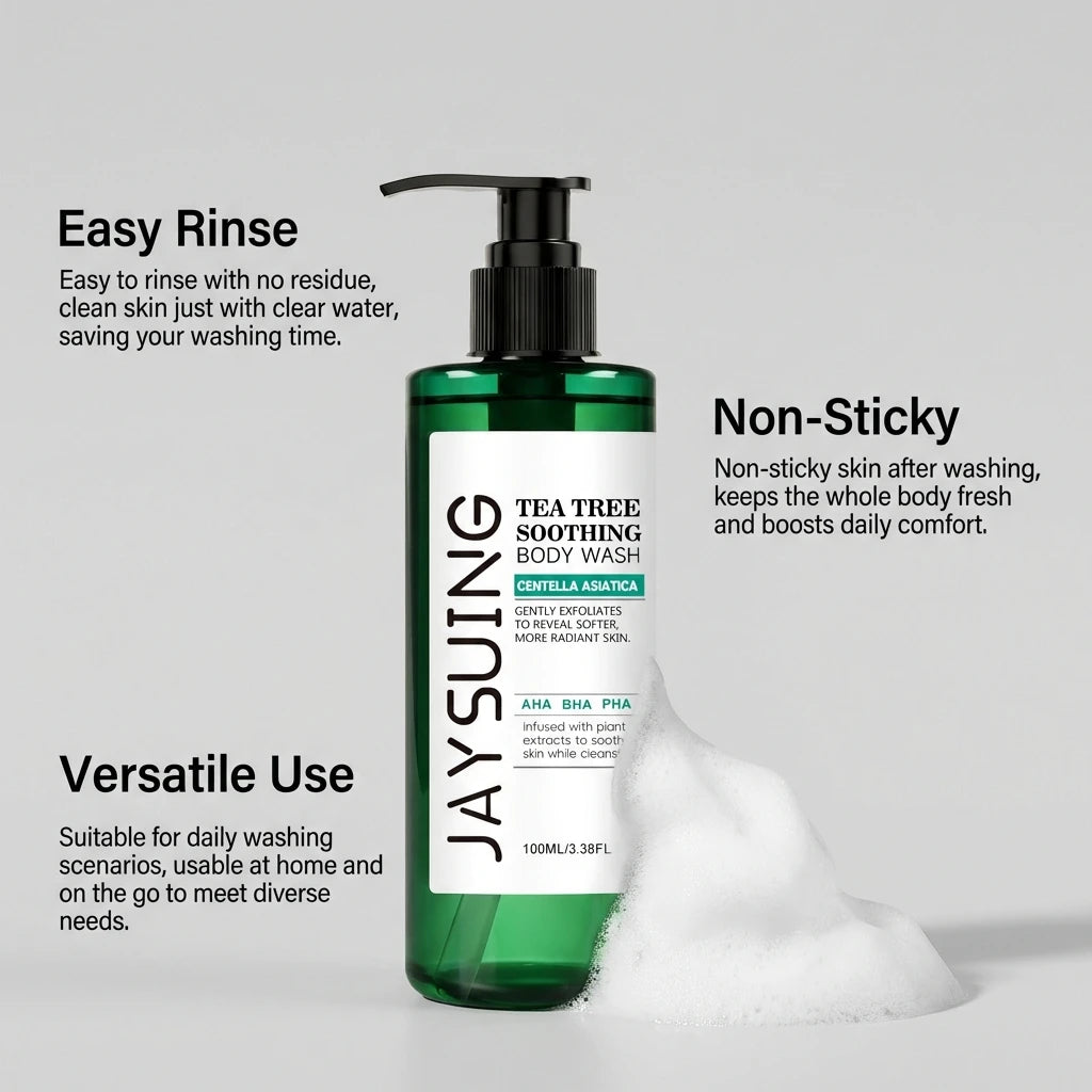 Tea Tree Shower Gel Exfoliating Lasting Aroma Refreshing Control Oil Hydrate Rich Foam Body Wash Soothing Moisturize Bath Lotion