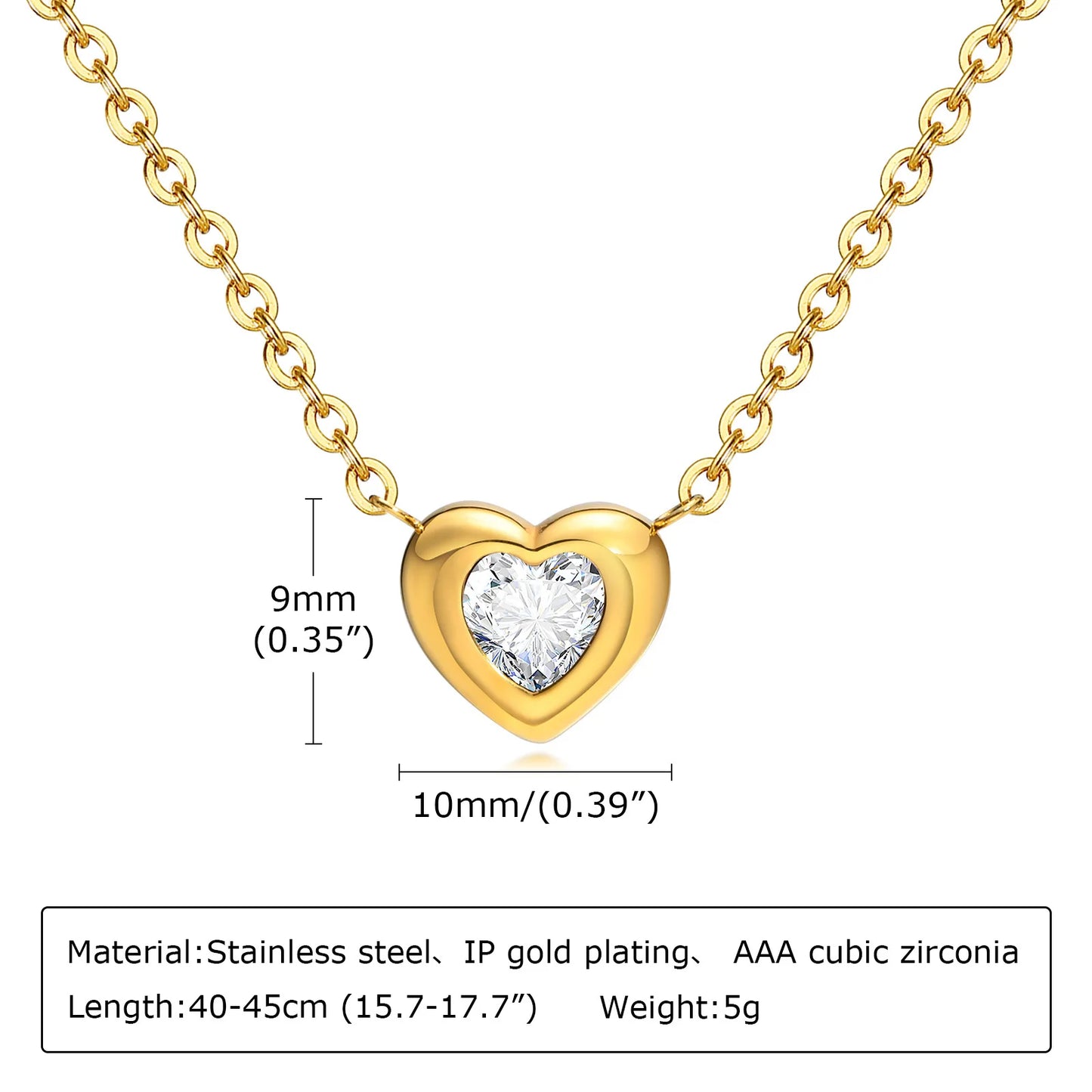 Stainless Steel Love Heart Pendant Necklace , Adjustale Link Paperclip Chain For Women Birthday Girls