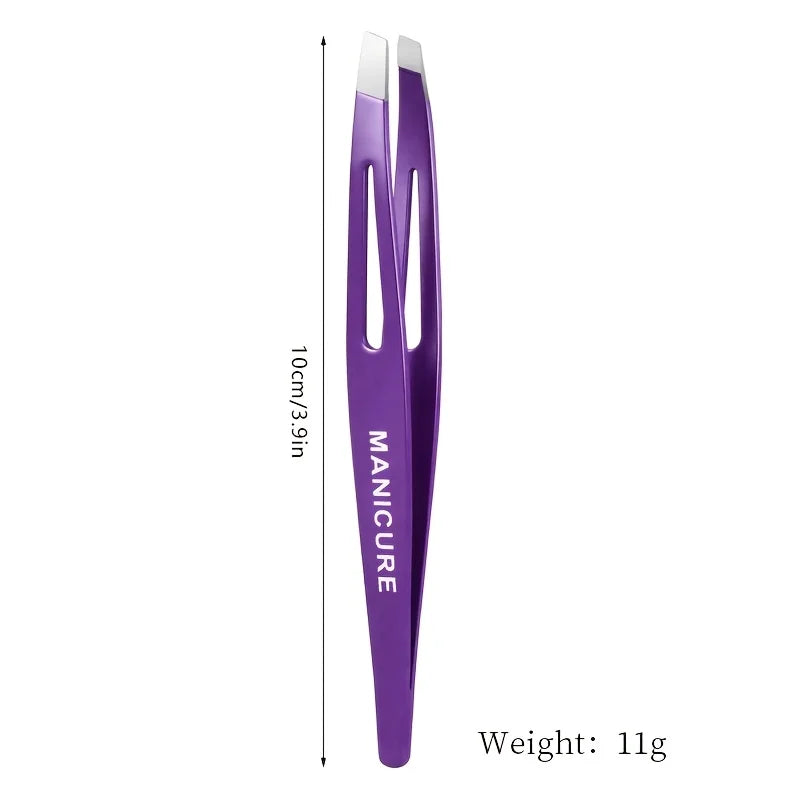 1pcs Colorful Stainless Steel Eyebrow Tweezer Colorful Hair Beauty Fine Hairs Puller Slanted Eye Brow Clips Removal Makeup Tools