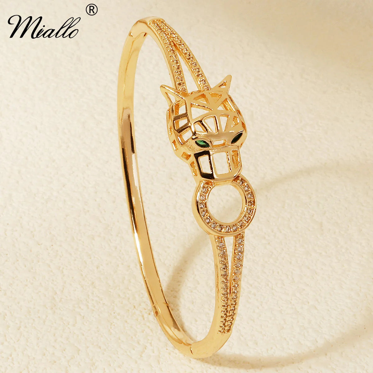 Miallo Fashion Golden Women's Snake Stainless Steel Bracelets Green Eyes Summer Bangles Brand Jewelry Accessories As Gifts