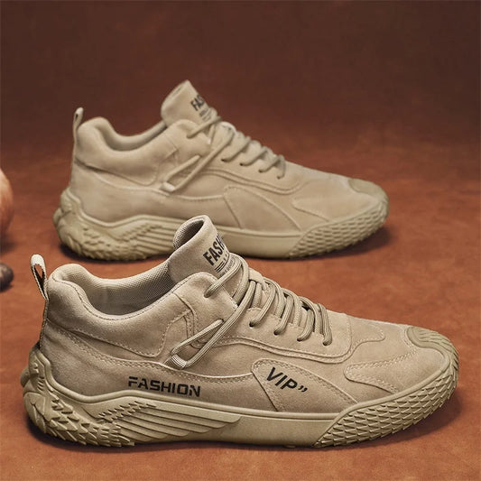 Spring New Men's Shoes, Comfortable Casual Shoes, Lightweight Trendy Versatile Solid Color Trendy Shoes, Men's Sports Thick-Soled Sneakers