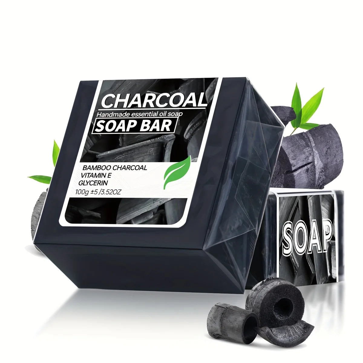 2pcs/Men's Cleansing and Shaving Soap Vitamin E Deep Cleaning Charcoal Bamboo Charcoal Adsorption and Decontamination Soap Men