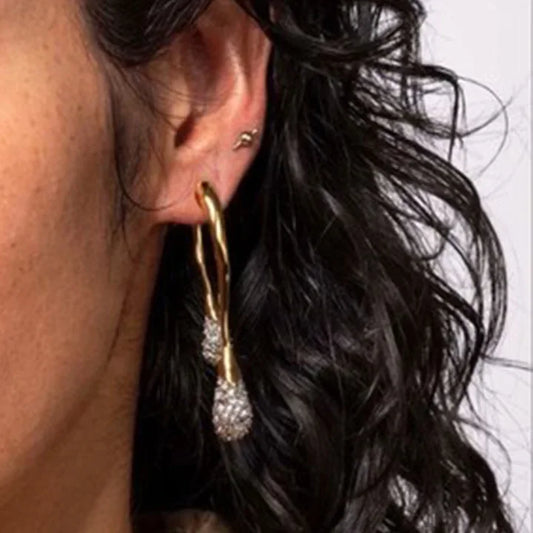 Europe America Fashion Water Drop Crystal Zircon Long Earrings Women Designer Luxury Jewelry Elegant Accessories