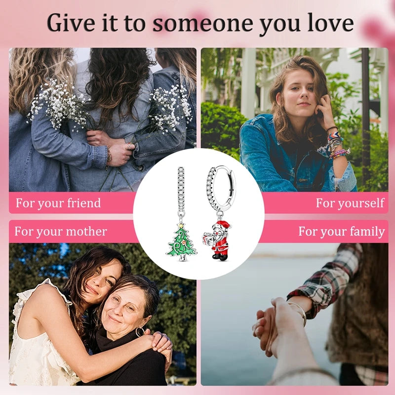 925 Sterling Silver Earrings Women Sparkling Merry Christmas Drop Earring For Anniversary Wedding Jewelry Gifts