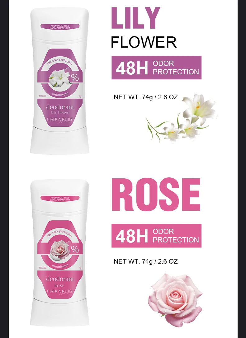 Deodorant Women Aluminum Free Antiperspirant Stick Advanced Protection Deodorants Natural Flower Perfume Deodoran 74g