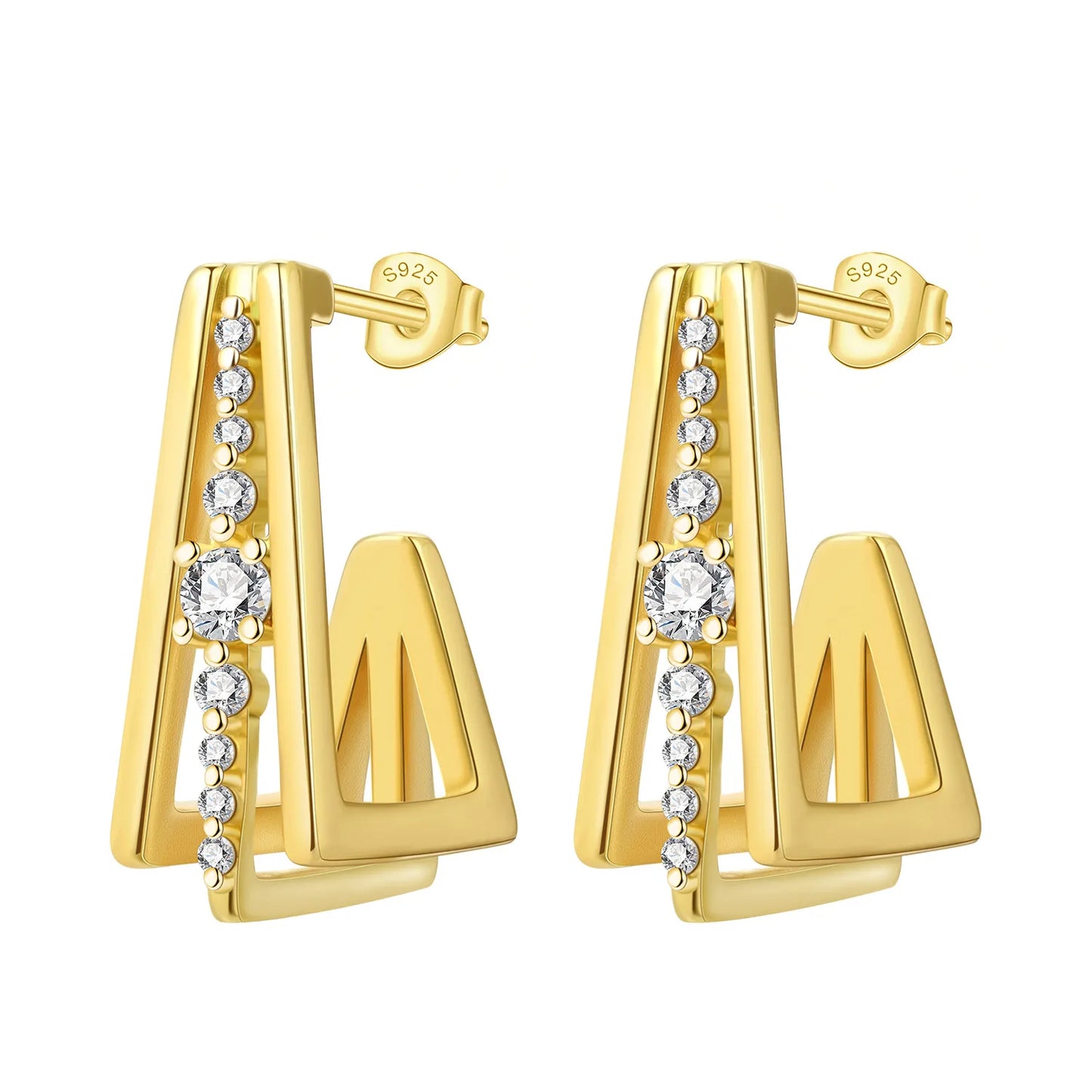 CYCUFF S925 Sterling Silver Zircon Simple Geometry Big Double Ring Earrings Birthday Party Gift Trend 2025 Jewelry Women Earring
