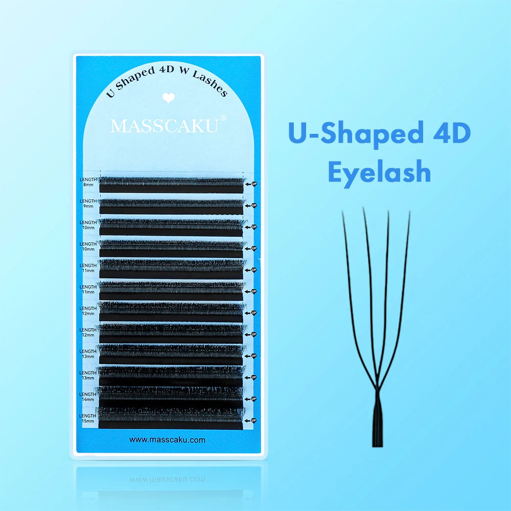 5cases/lot U Shape 3D 4D 5D 6D W Eyelash Extension 0.07mm Thickness High Quality Technologic Fiber U Style Faux Cils by MASSCAKU
