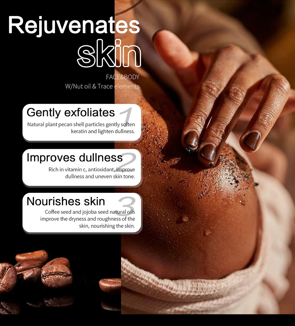 KYLIEFIT Natural Exfoliating Salt Body and Face Scrub, Lightening, Moisturizing, Remove Dark Spots, Acne, Stains, Wrinkles, 250g