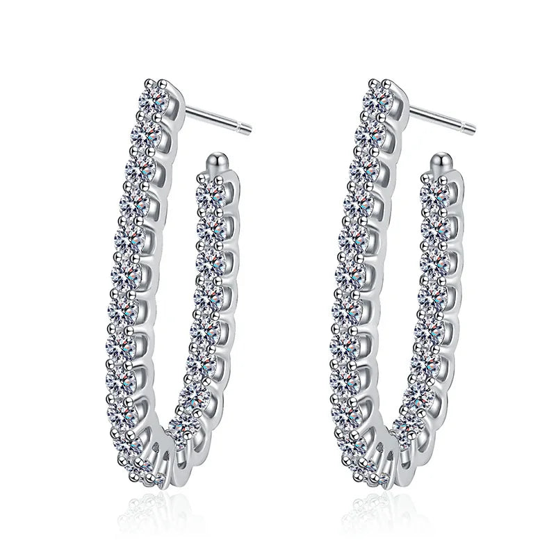Full Moissanite Earrings for Women S925 Sterling Sliver with 18k Gold Plated Ear Stud Wedding Earring Luxury Jewelry Gift