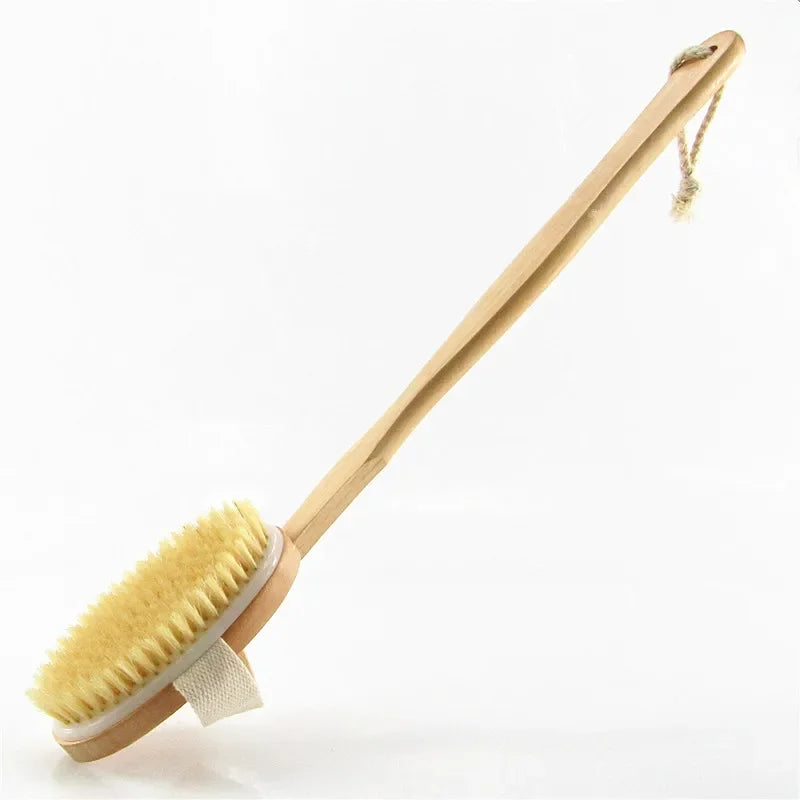 Household Wooden Long Handled Bristle Brush, Back Scrubbing Product, Skin Exfoliating Detachable Handheld Soft Bristle Brush