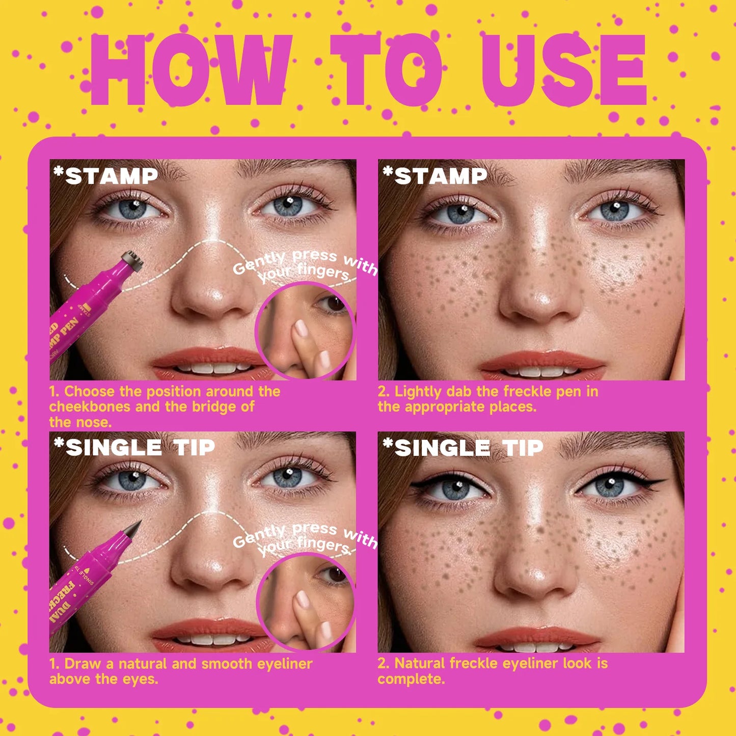Double Eyeliner Freckles Pen All-in-One Natural Waterproof Lasting Seal Spot Pen Natural Simulation Concealer Pen Makeup Tools