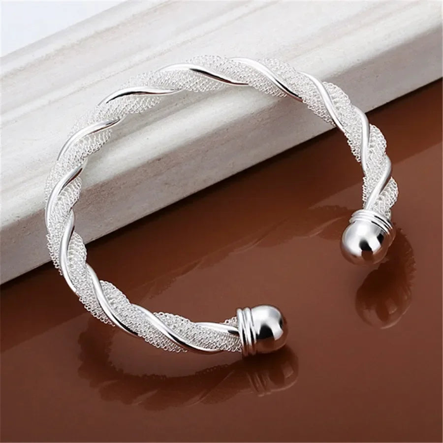 Valentine'S Day Christmas Gift Fashion 925 Sterling Silver Lovely Mesh Hot Bracelet Bangle Jewelry Wholesale Factory Price