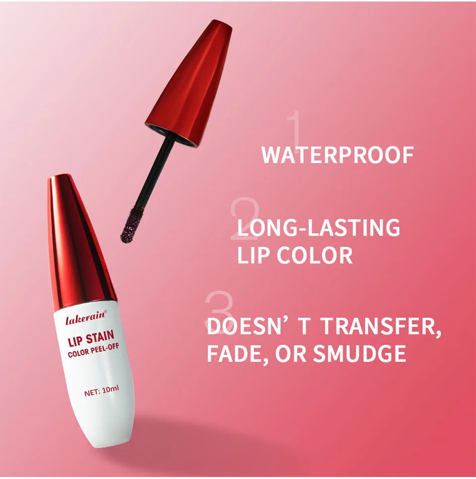 Peel Off Rose Pink Lip Gloss Matte Outline Contour Tattoo Lip Stain Waterproof Transfer Resistant Tear Off Natural Lip Tint Gift