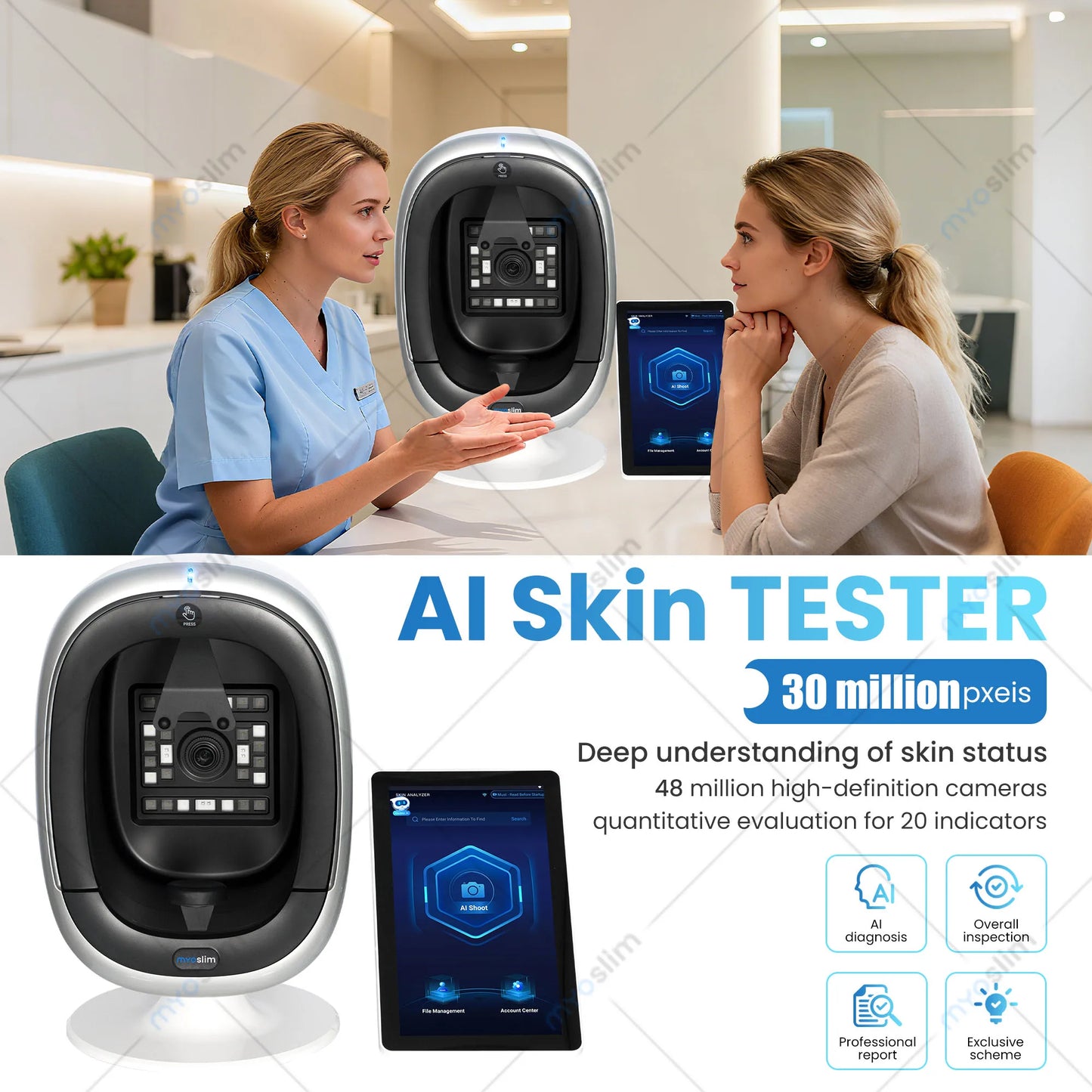 AISIA  O1 3D AI Facial Skin Analyzer Detection Skin Problem Diagnosis 8 Spectrum Professional Analysis Beauty Salon Equipment