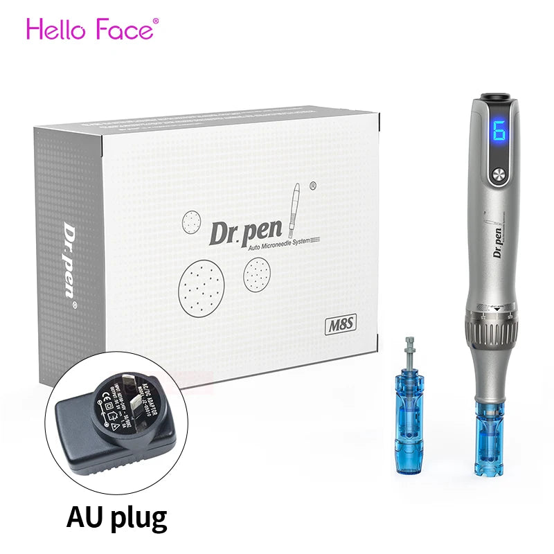 Authentic Dr. Pen M8S Microneedling Pen – 0.25mm Needles, 6 Speeds, Battery Display, Anti-Backflow Cartridges