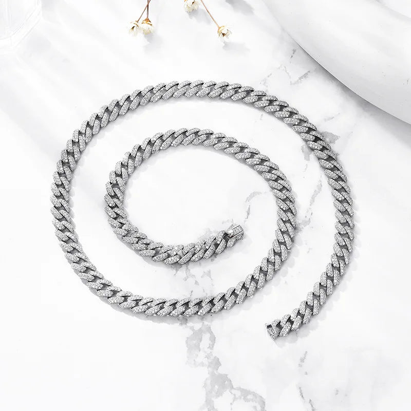 EWYA Luxury Hip Hop Full Zircon Cuban Link Chain Bracelet for Women Men S925 Silver Plated 18K High Carbon Diamond Bracelets