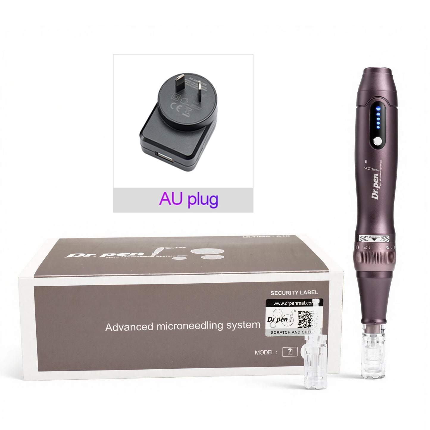 Original Dr. pen A10 Microneedling Pen 0.25mm 5 Speeds Type-C Charger 2 Cartridges Wave Needle Design