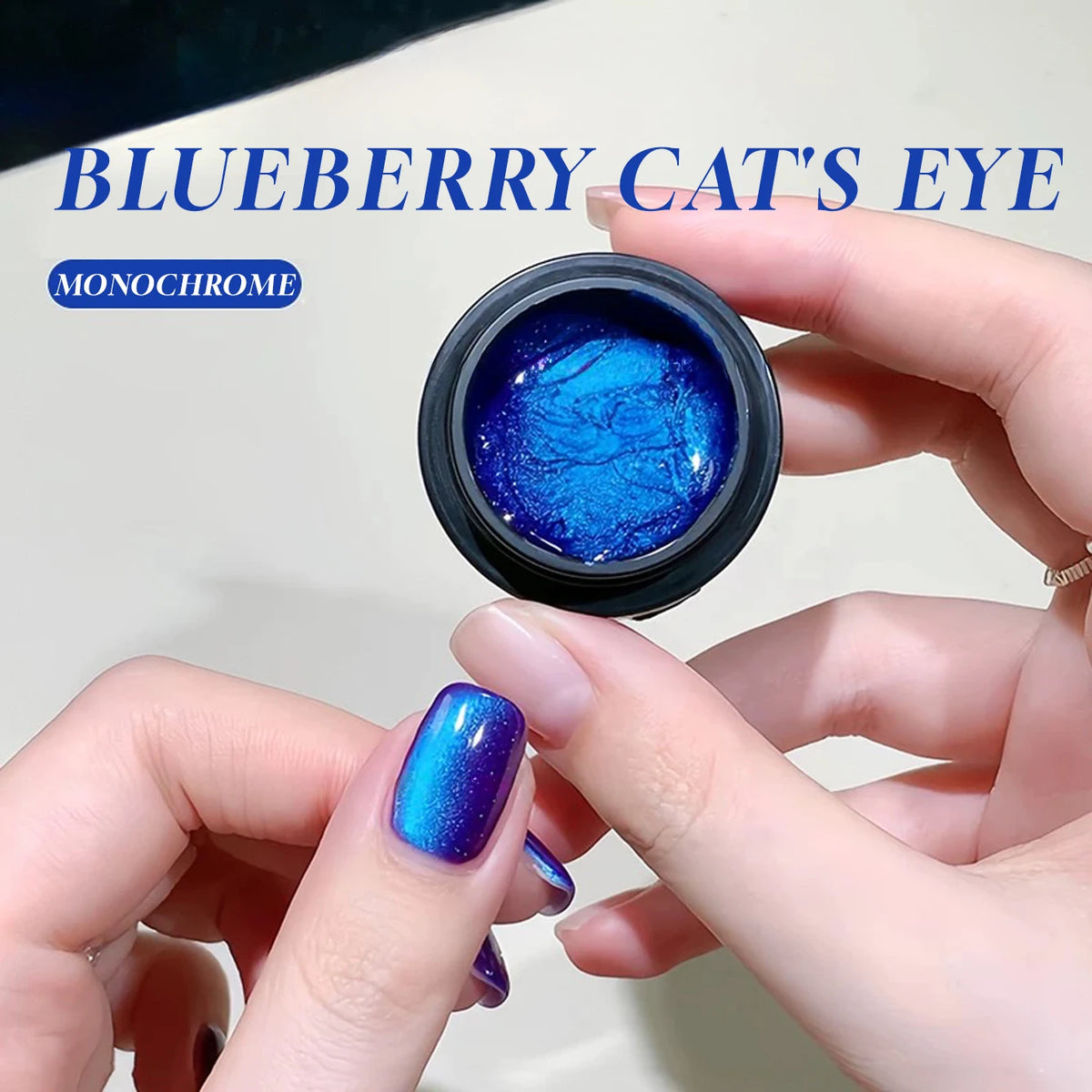 MIANEL 12ML 1-20PCS Summer Cabernet Blueberry Cat Eye Gel Nail Polish Blue Purple Glass Bead Cat Eye Nail Polish UV Light Nails