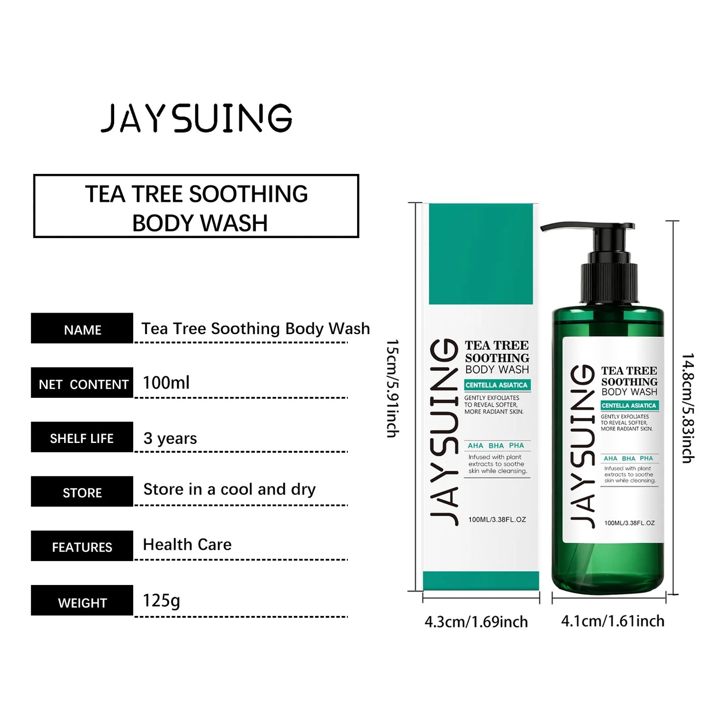 Tea Tree Shower Gel Exfoliating Lasting Aroma Refreshing Control Oil Hydrate Rich Foam Body Wash Soothing Moisturize Bath Lotion
