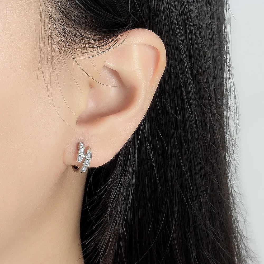 925 Sterling Silver Fashion Minimalist Geometric Snake Earrings Birthday Party Anniversary Gift