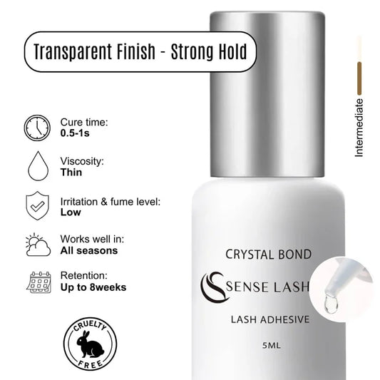 SENSE LASHES Professional Clear Eyelash Extension Adhesive Lash Glue 0.5 - 1s Fast Drying For Qualified Lash Technicians Only