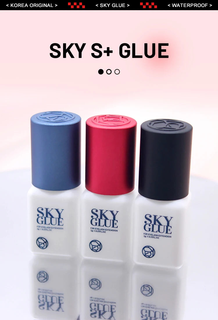 1 Bottle SKY S+ Glue for Eyelash Extensions 5ml Korea SKY Red Blue Black Cap Cola 0.5s Fast Drying Lash Glue Original Supplies