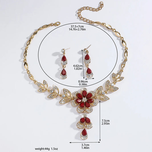 Luxury Color Matching Unique Necklace Earring Set Date Party Banquet Bridal Wedding Dress High End Jewelry