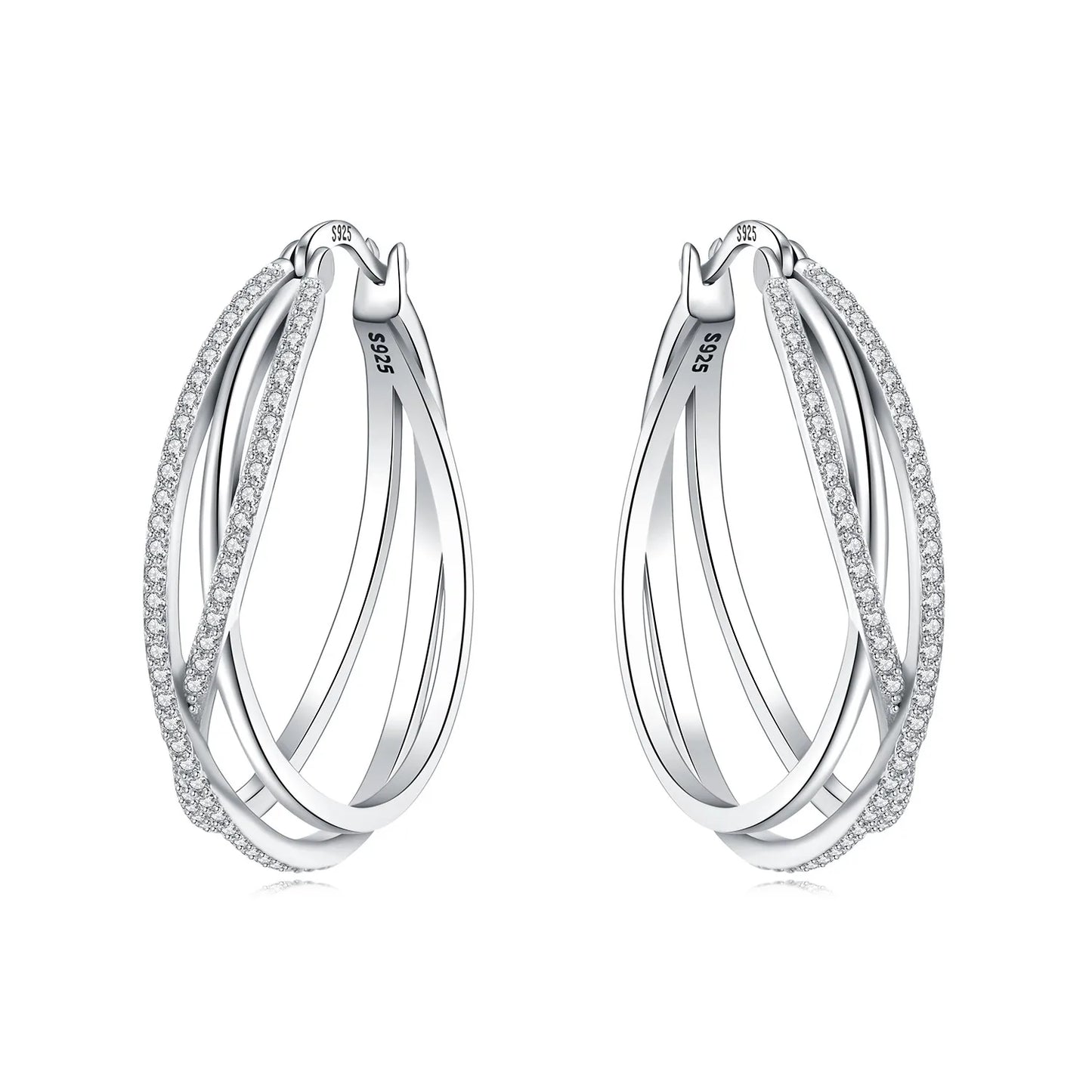 CYCUFF S925 Sterling Silver Zircon Simple Geometry Big Double Ring Earrings Birthday Party Gift Trend 2025 Jewelry Women Earring
